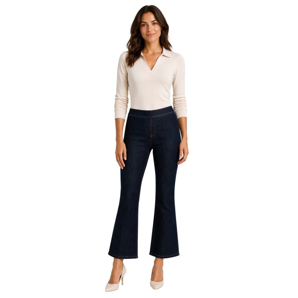 SOFT SURROUNDINGS Women's Pull On Flare Denim Jeans Blue Size Petite Large